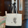 New Black and White Canvas Tote Bag, with Butterfly and Floral Bouquet Embrodery - Made to order in the UK!