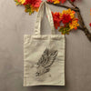 New Hand Painted Canvas Tote Bag ... Grey Eagle Stenciled Design