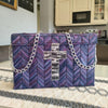 Handmade Bible / Book Bag / Shoulder Bag / Woven on Plastic Canvas with King Cole Raffia in Amythyst  - For Display or Occasional Use