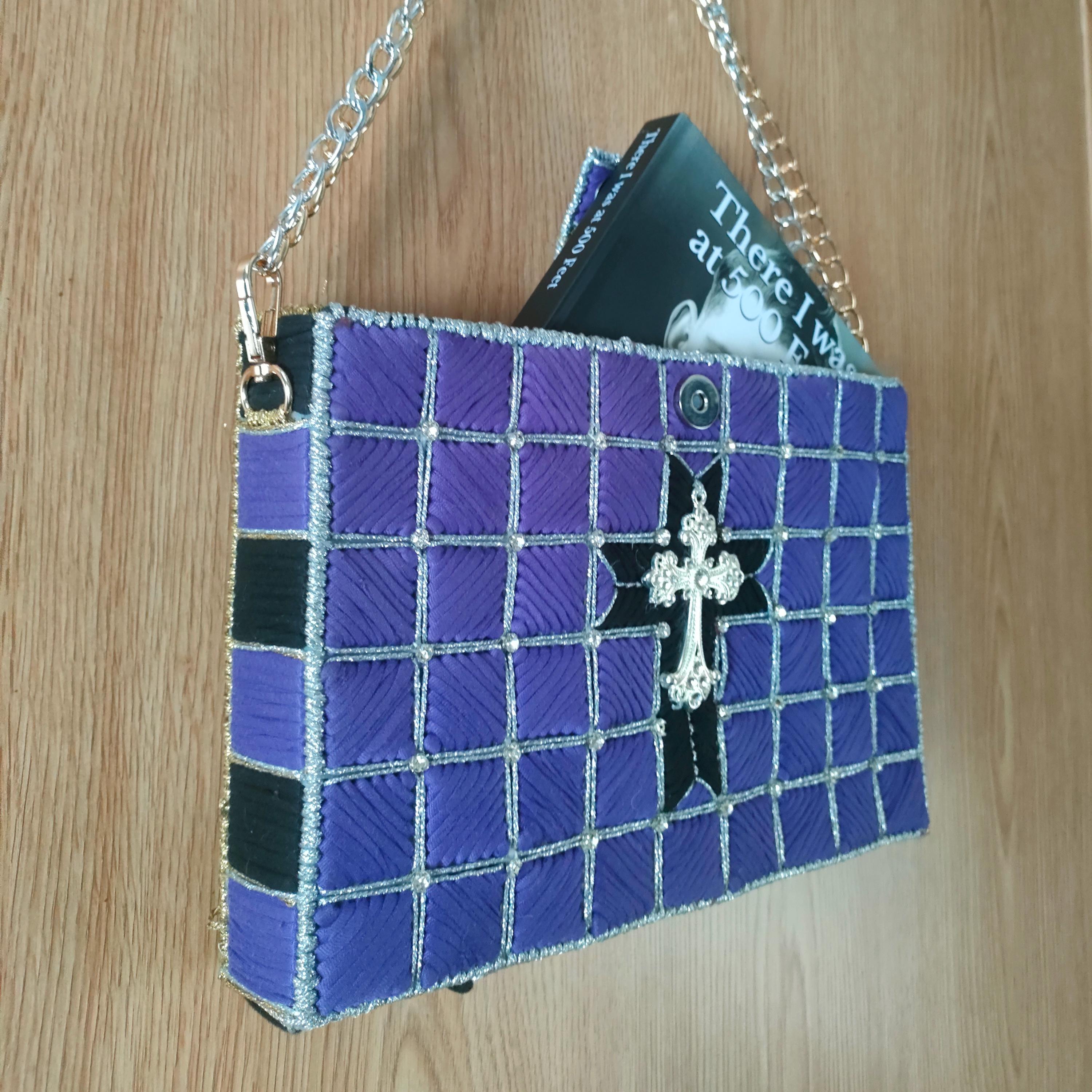 Handmade Bible / Book Bag / Shoulder Bag, Customizable and Elegant, Woven on Plastic Canvas  - For Display or Occasional Use